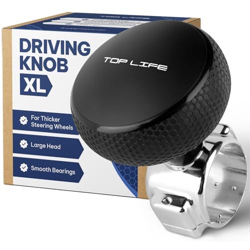 TopLife Top Life Truck Steering Wheel Knob - Silicone-Coated for Better Grip - XL Spinner for Thick Wheels - for Heavy Duty, Vans, Pickup Trucks, Semi, Sport Steering Wheels - Image 1