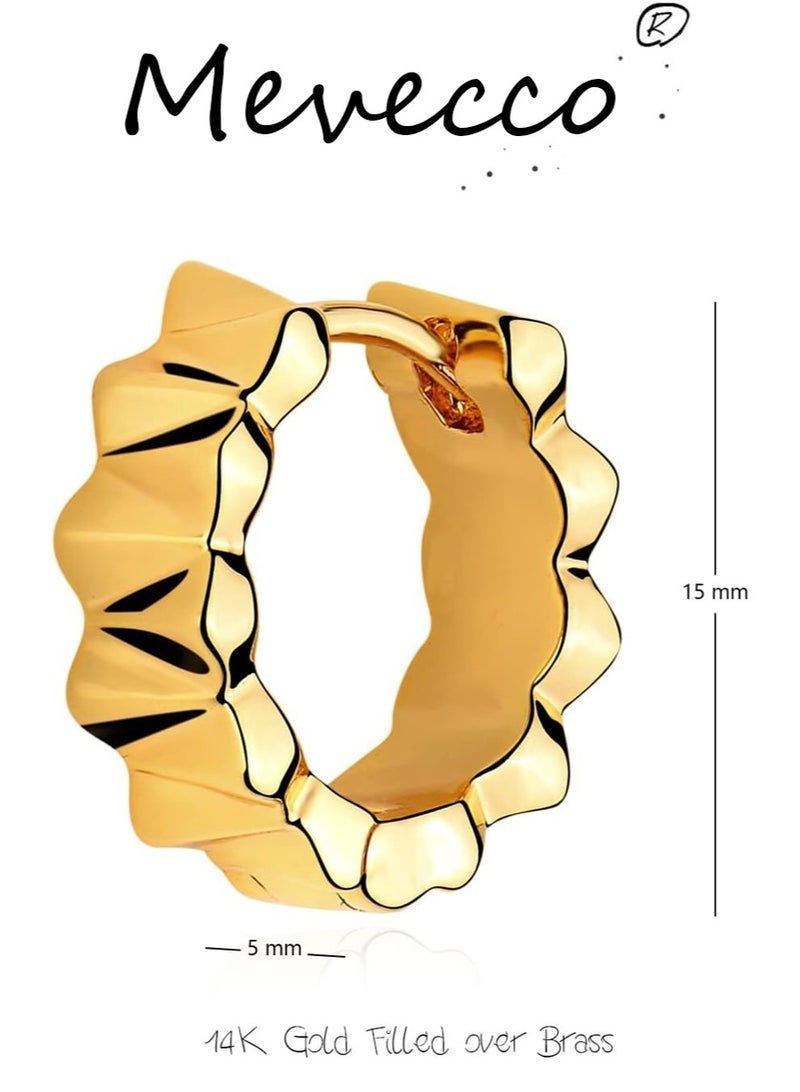 Mevecco Women Huggie Earrings Gold Hoop 18K Gold Filled Small Simple Handmade Hypoallergenic Everyday Jewelry - Image 5
