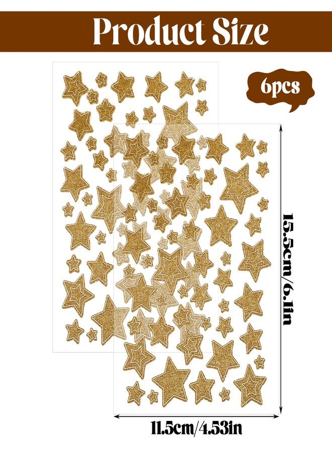Aeaocvo 6 Sheets Gold Star Stickers, Self-Adhesive Glitter Star Stickers for Kids Reward for DIY Crafts Scrapbooks Christmas Halloween Home Decor - Image 2