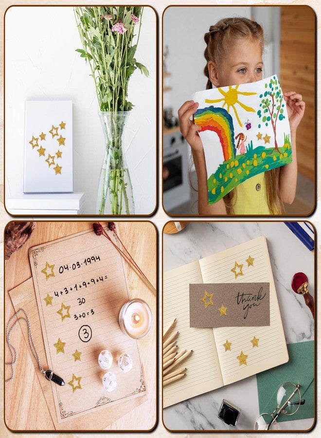 Aeaocvo 6 Sheets Gold Star Stickers, Self-Adhesive Glitter Star Stickers for Kids Reward for DIY Crafts Scrapbooks Christmas Halloween Home Decor - Image 4