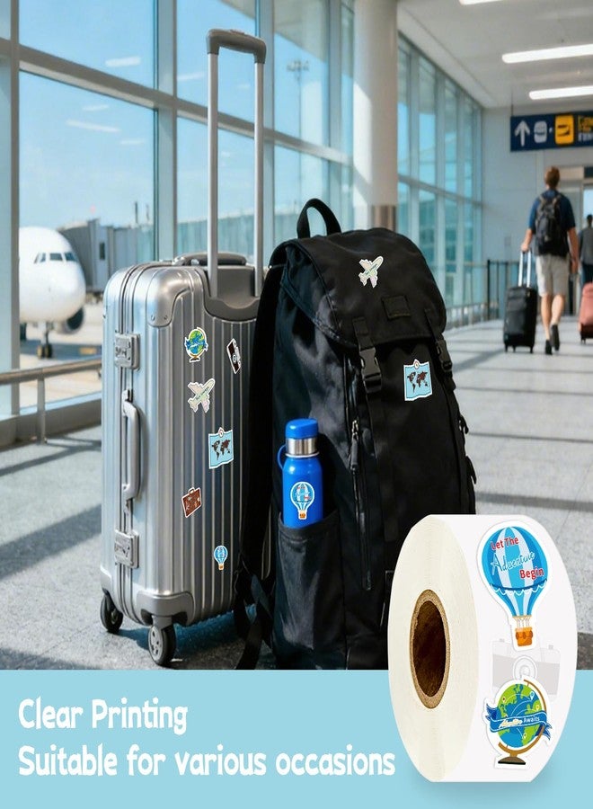TQQBUU 1000pcs Travel Stickers in 1 Roll for Travel Scrapbook Supplies, Passport Stickers Perfect for Party Decoration and Stickers for Luggage - 1.4x1.4 Inch - Image 5