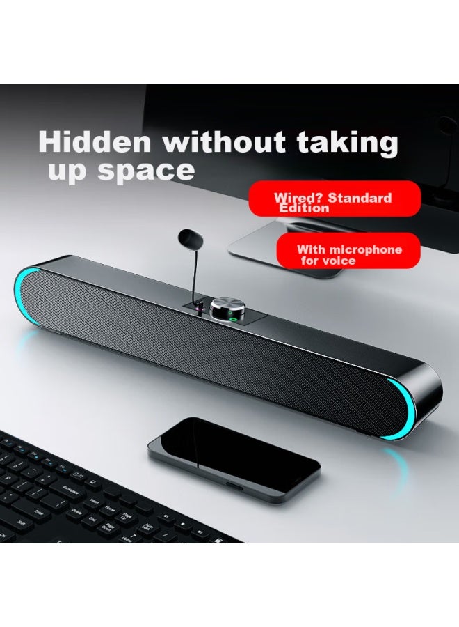 SADA Computer Speakers, Mini Long Bass Subwoofer With Microphone, Usb Wired, Suitable For Laptops And Phones, Small Steel Cannon With High Volume, V-183 - Image 1