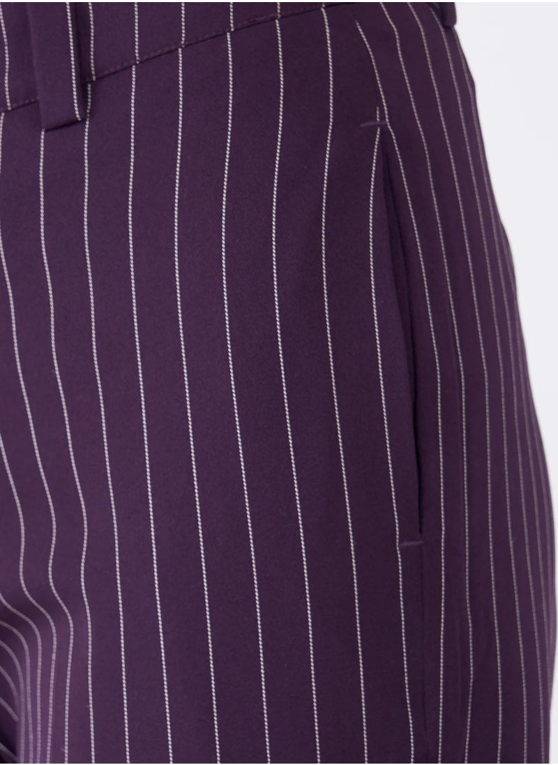 Salt Attire Women's Mid-Rise Striped Pattern Pants with Fly Front Zip Closure and Side Inseam Pockets Stylish Straight Leg Trousers for Effortless Office and Casual Wear  - Image 3