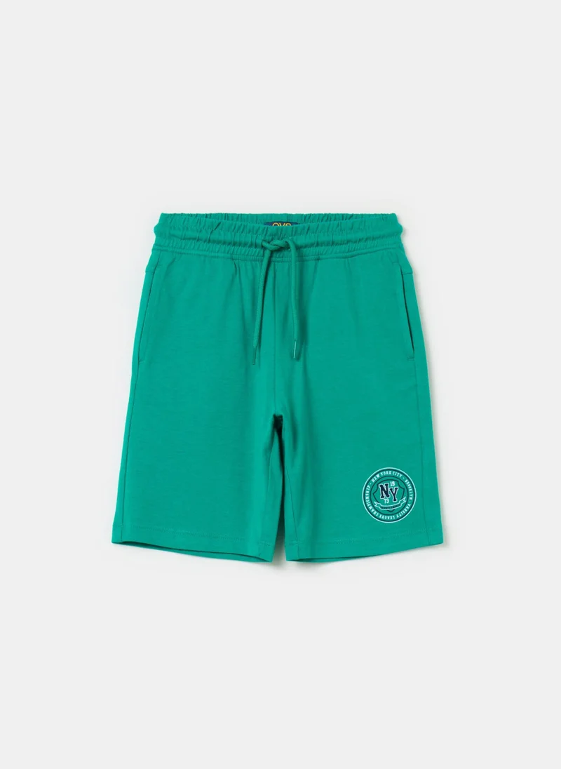 Ovs Fleece Bermuda Shorts With Drawstring And Print