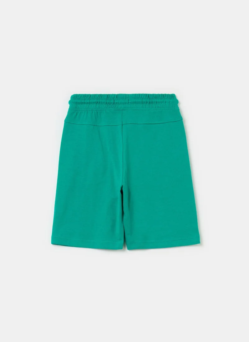 Ovs Fleece Bermuda Shorts With Drawstring And Print