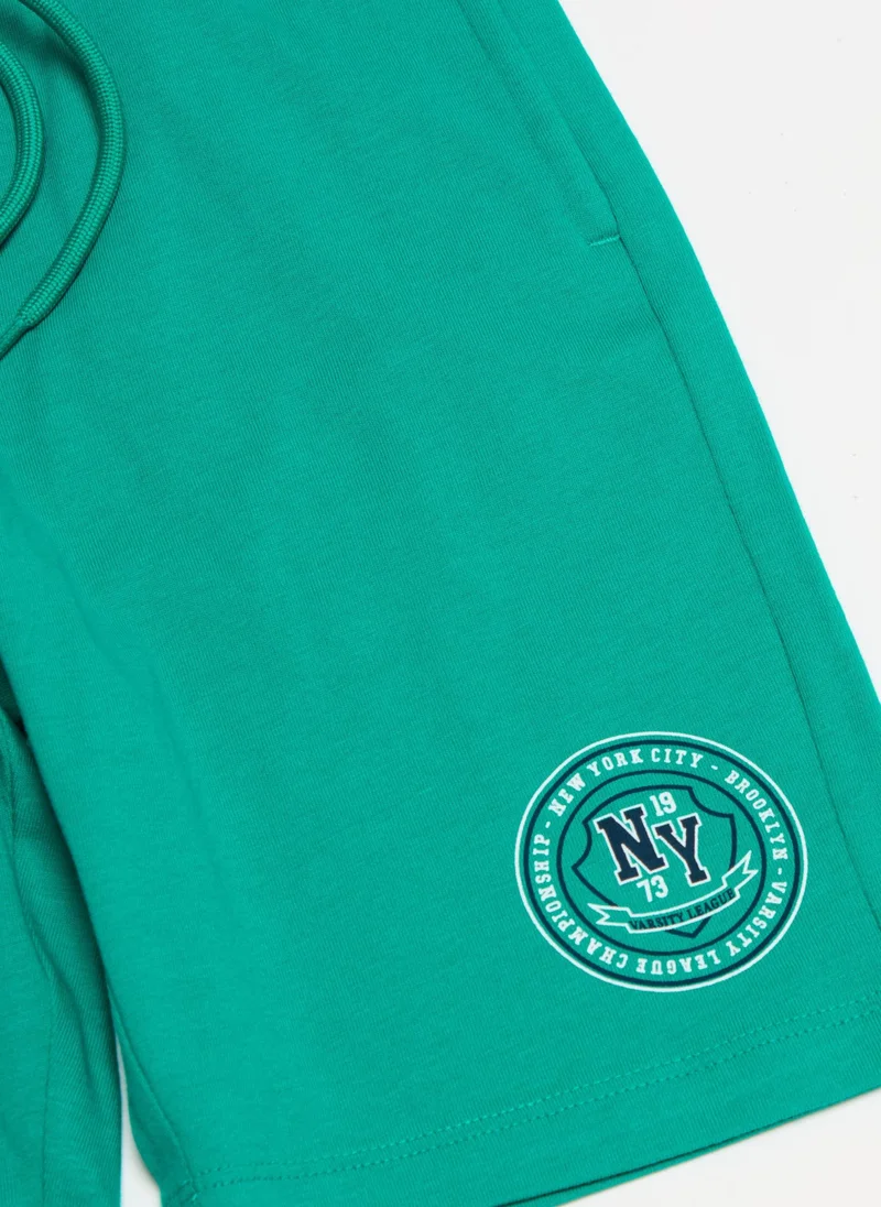 Ovs Fleece Bermuda Shorts With Drawstring And Print