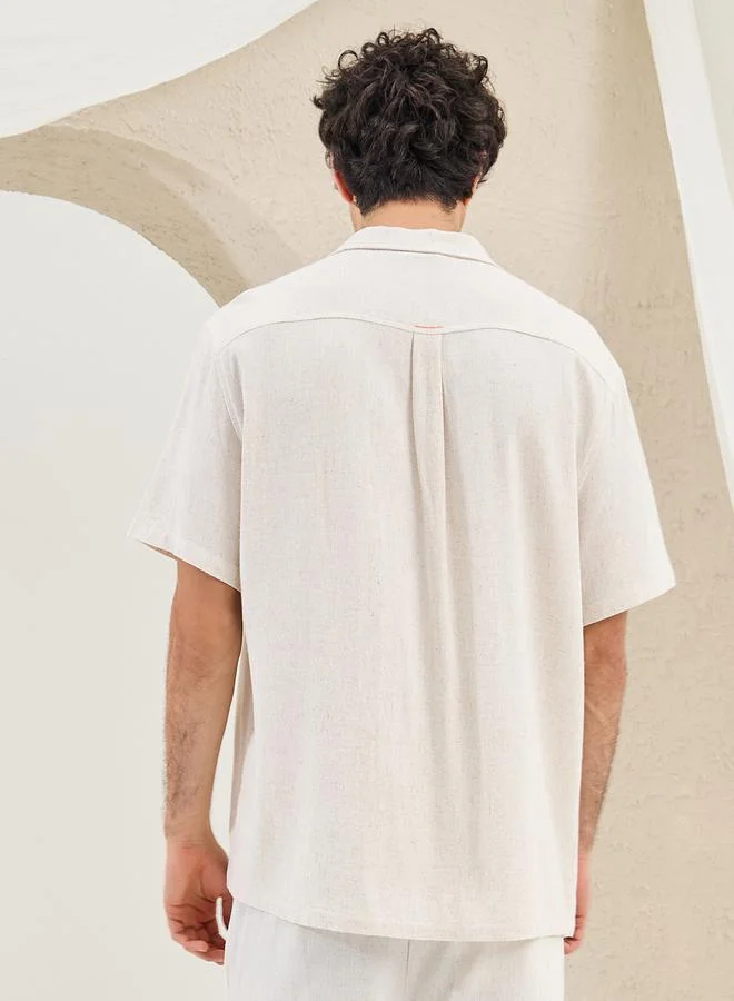 Styli Relaxed Fit Resort Collar Shirt with Chest Pocket