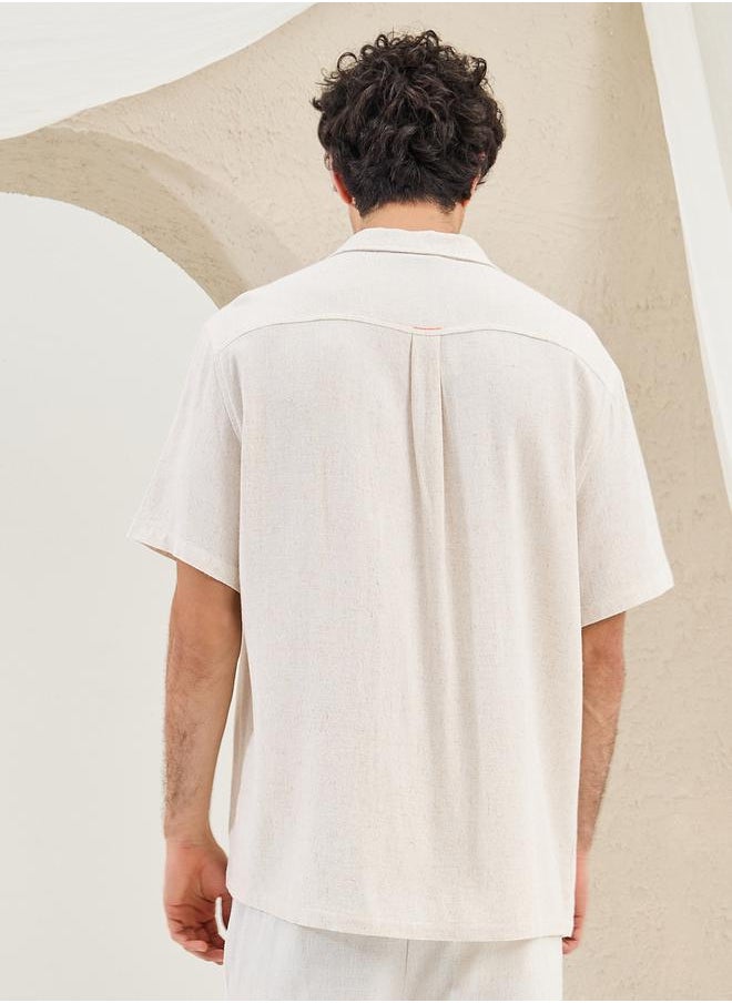 Styli Relaxed Fit Resort Collar Shirt with Chest Pocket  - Image 4