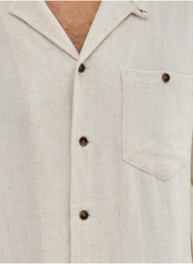 Styli Relaxed Fit Resort Collar Shirt with Chest Pocket  - Image 3