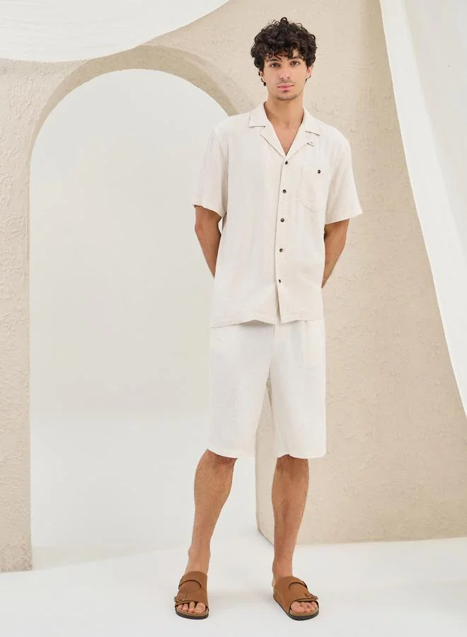 Styli Relaxed Fit Resort Collar Shirt with Chest Pocket
