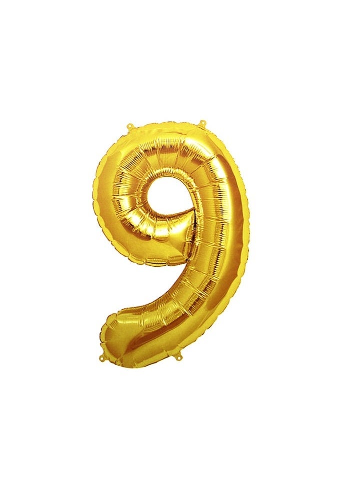 بارتي فن بالون رقم رقائق معدنية 16 "رقم 9 اللون الذهبي - Image 1