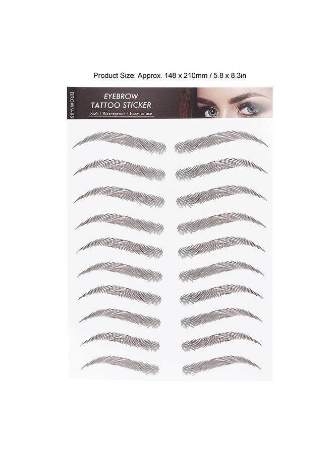 Filfeel 6D Eyebrow Tattoo Sticker Professional Waterproof Eyebrow Transfer Sticker Eyebrow Makeup Tool for Women and Girls (Brown)(BROWN-08) - Image 4