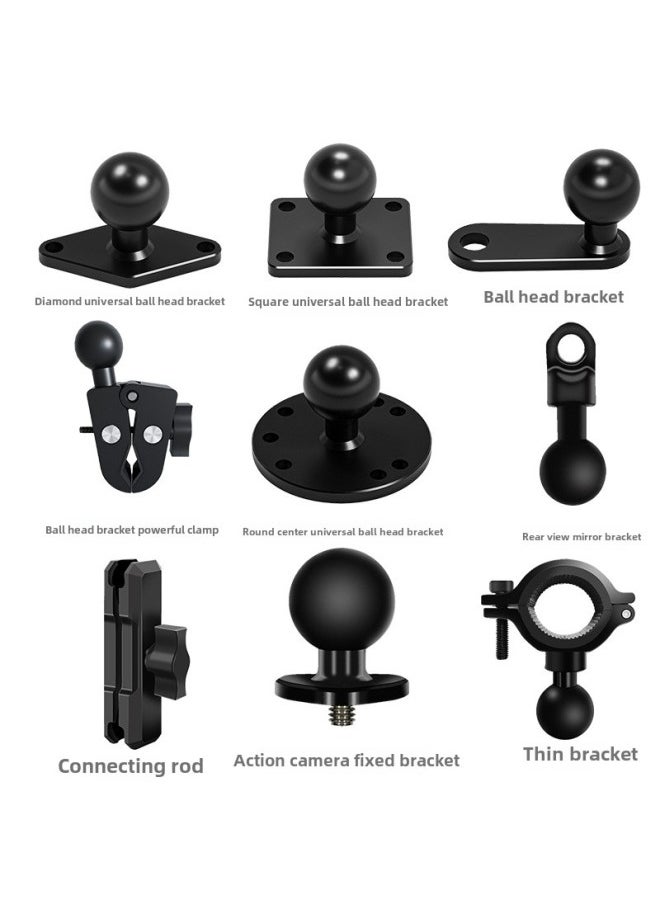 L-shaped CNC Aluminum Alloy Universal Ball Head Bracket Motorcycle Fixed Navigation Camera Rearview Mirror Base Connection-Color:Square Universal Ball Head Bracket - Image 4