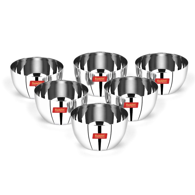 Sumeet Stainless Steel SoLid Apple Bowl - 300ml, 6 Pc - Image 2