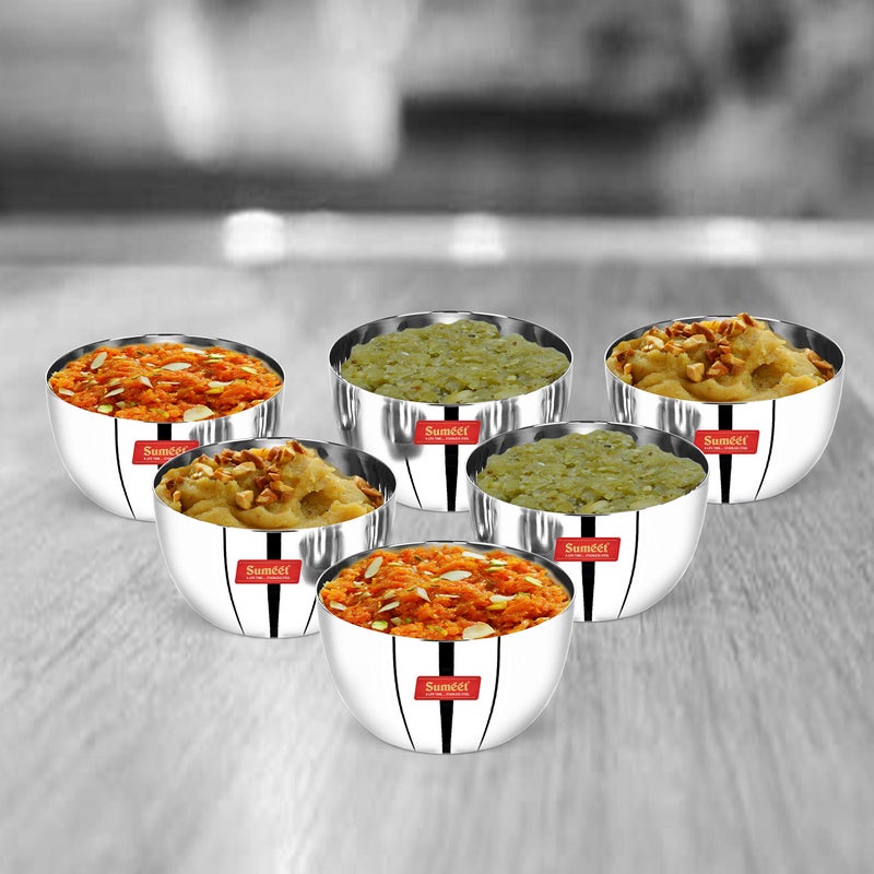 Sumeet Stainless Steel SoLid Apple Bowl - 300ml, 6 Pc - Image 3