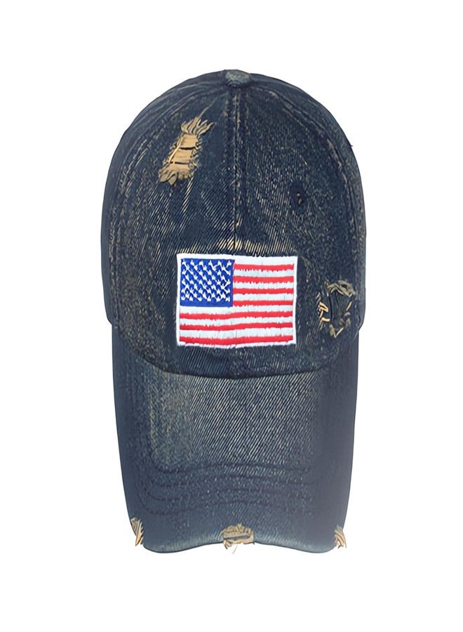 Krirteh American Flag Baseball Caps Embroiderred USA Flag Denim Baseball Hats Dad Hat Adjustable Cowboy Trucker Caps for Men Women - Image 2