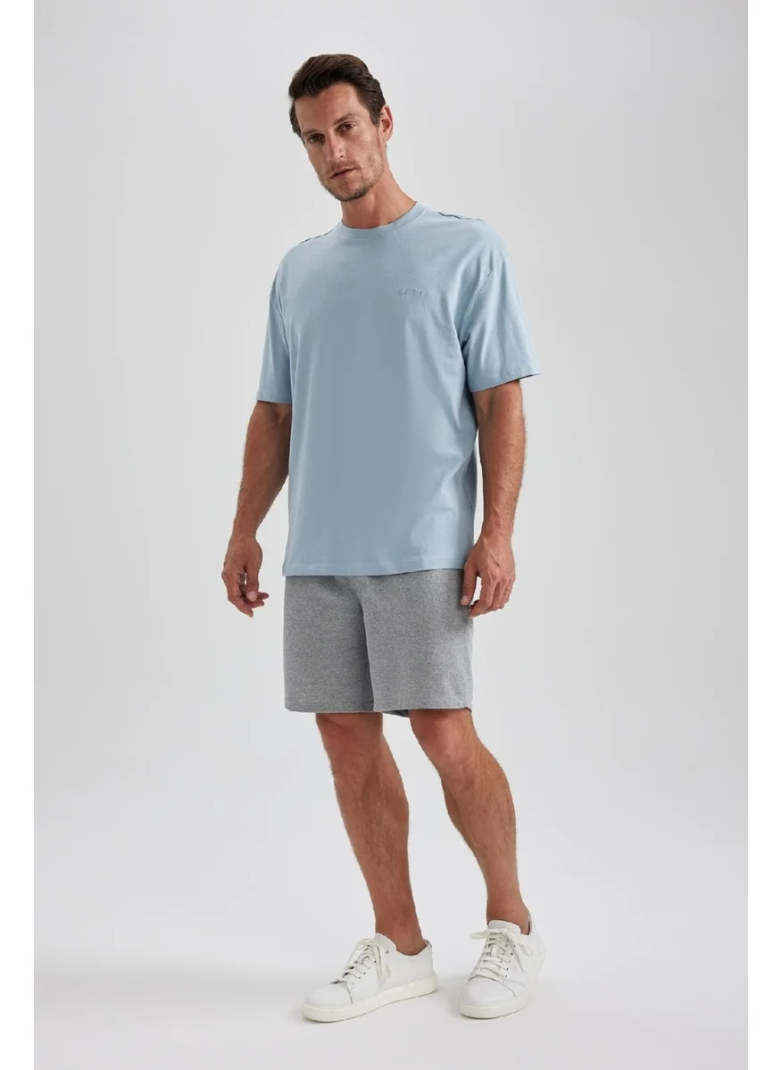 ديفاكتو Men's Blue Regular Fit Straight Cut Crew Neck 100% Cotton Short Sleeve T-Shirt B0662AXNS