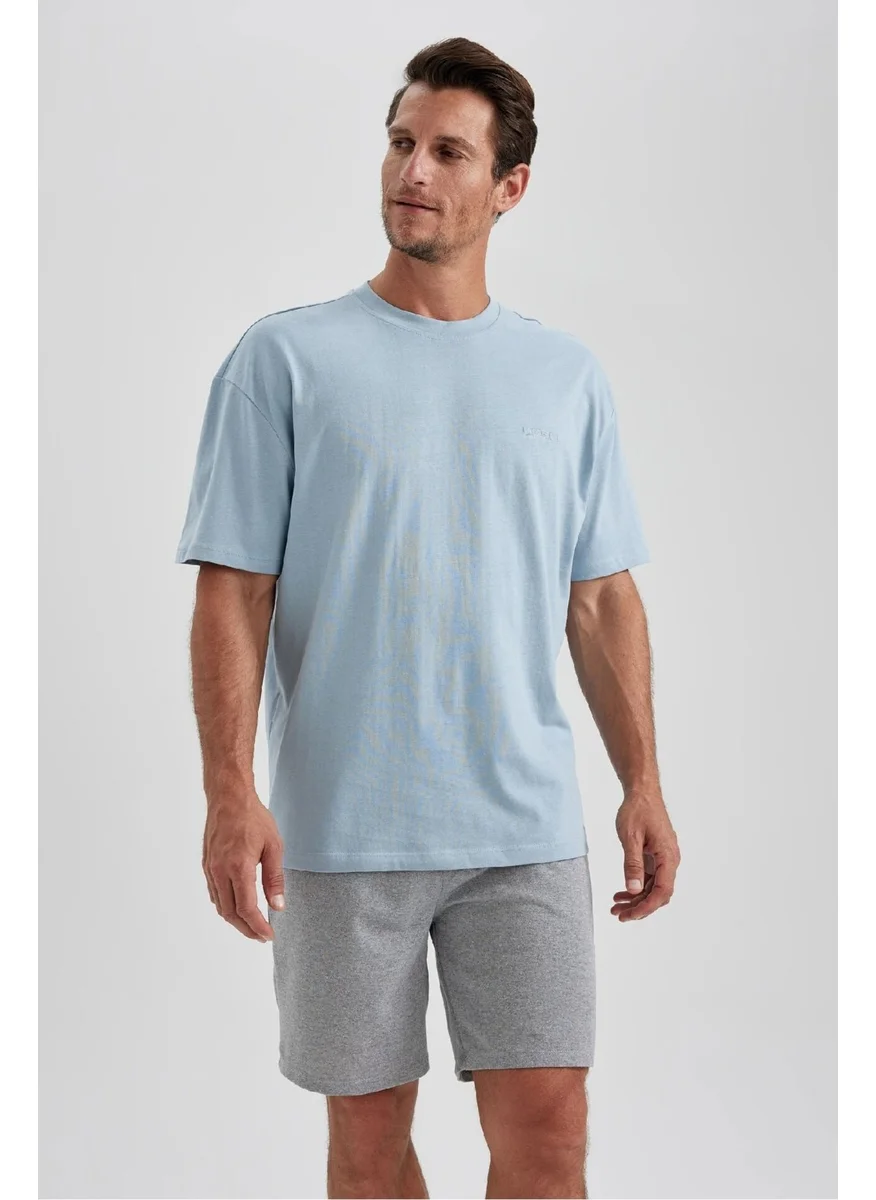 ديفاكتو Men's Blue Regular Fit Straight Cut Crew Neck 100% Cotton Short Sleeve T-Shirt B0662AXNS