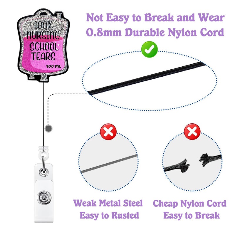 Bydevia 100% Nursing School Tears Badge Reel Retractable, Nursing Student Tears Badge Holder, Funny Nursing School Student Graduation Gifts, ID Name Badge Holder with Alligator Clip & 24â€ Durable Nylon Cord - Image 4