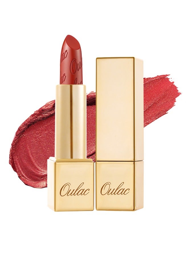 Oulac Metallic 3D Shine Orange Red Lipstick - Lightweight Hydrating Formula, High Impact Lip Color, Vegan & Gluten Free Beauty, Full Coverage Lip Makeup, 4.3g/0.15oz, Dangerous-02 - Image 1