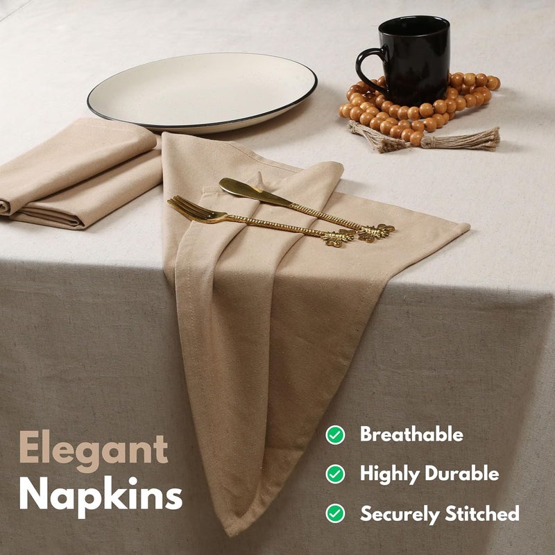 Native Fab Solid Cloth Napkin Set of 4 100 Cotton Washable Reusable Dinner Cloth Napkin 17x17 inches Table Decor Napkins for Dinner Events Beige - Image 2