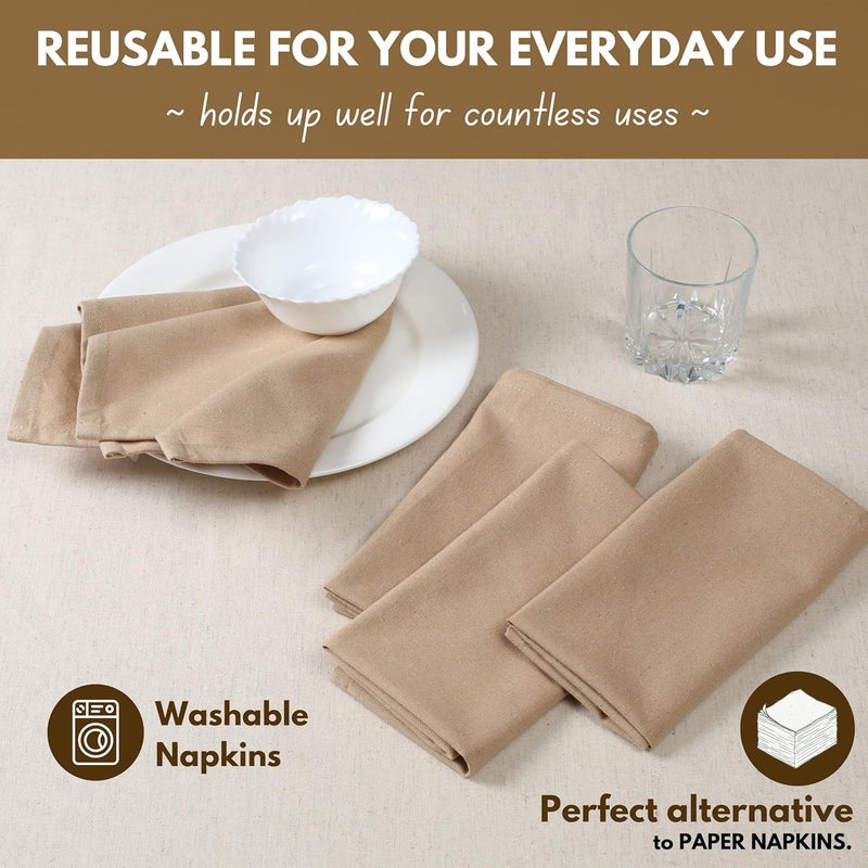 Native Fab Solid Cloth Napkin Set of 4 100 Cotton Washable Reusable Dinner Cloth Napkin 17x17 inches Table Decor Napkins for Dinner Events Beige - Image 5
