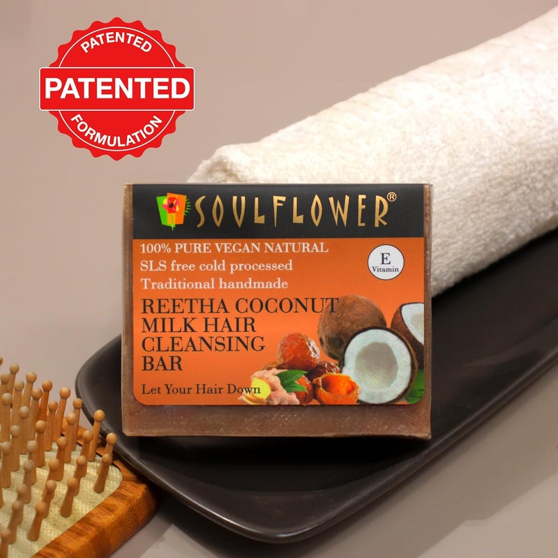Soulflower Soulflower Reetha Coconut Milk Soap  Shampoo Bar  Hair Cleansing Bar  Handmade 100 Pure Natural  Cold processed Grade 1 BIS Standard Premium  Luxurious Soap 150g - Image 2