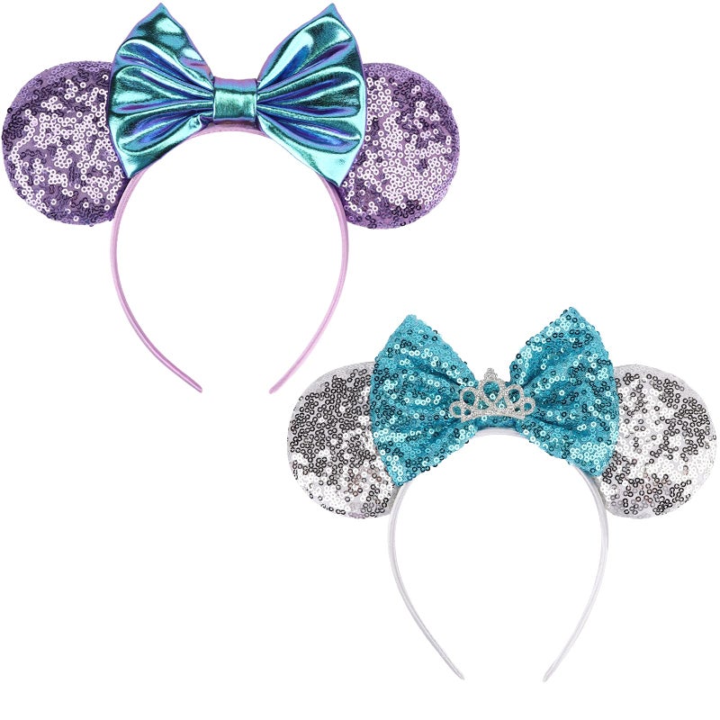 DRESHOW Mouse Ears Bow Headbands Glitter Party Decoration Cosplay Costume for Girls Women
