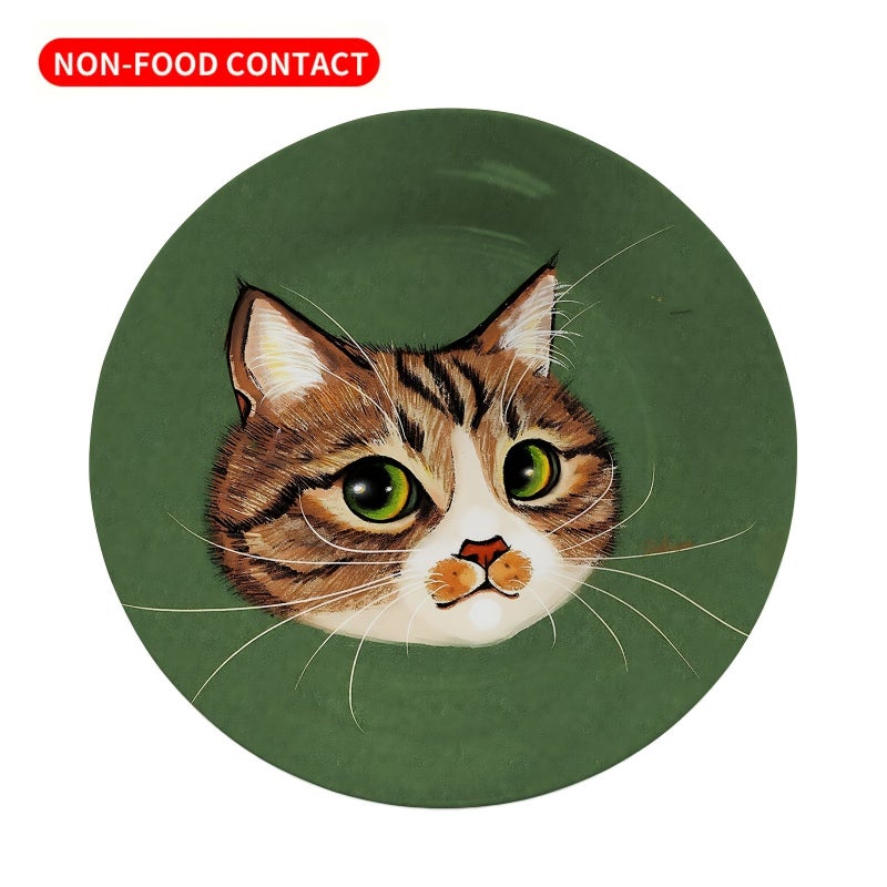 A Single Artistic Tray 20cm Decorative Plate Non Food Contact Featuring A Close Up Of A Tabby Cat Face With Natural Cute Design For Wall Art Modern Wall Ornament Colorful Art Piece - Image 3