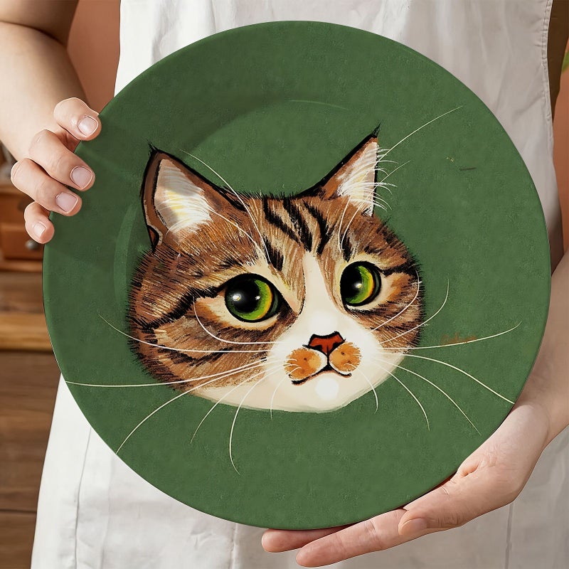 A Single Artistic Tray 20cm Decorative Plate Non Food Contact Featuring A Close Up Of A Tabby Cat Face With Natural Cute Design For Wall Art Modern Wall Ornament Colorful Art Piece - Image 5