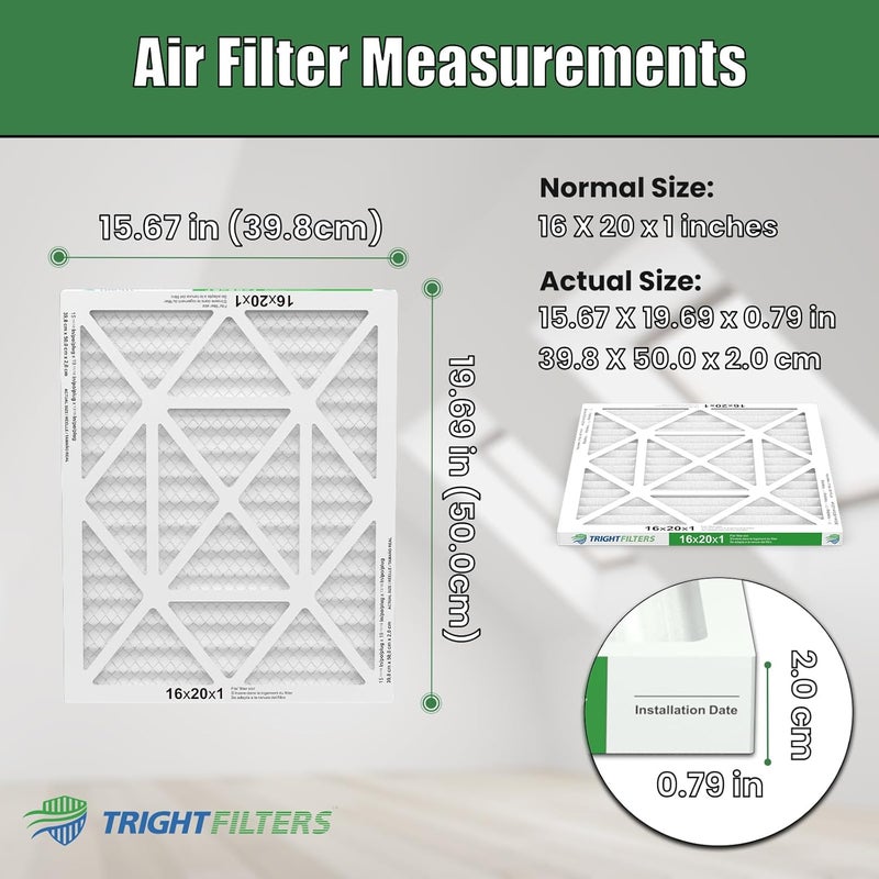 TRIGHTFILTERS 16x20x1 Air Filter 4 Pack, Durable MERV 8 Pleated Home HVAC AC Furnace Filters, Lightweight Compact Air Conditioner Filter Replacement - Image 2