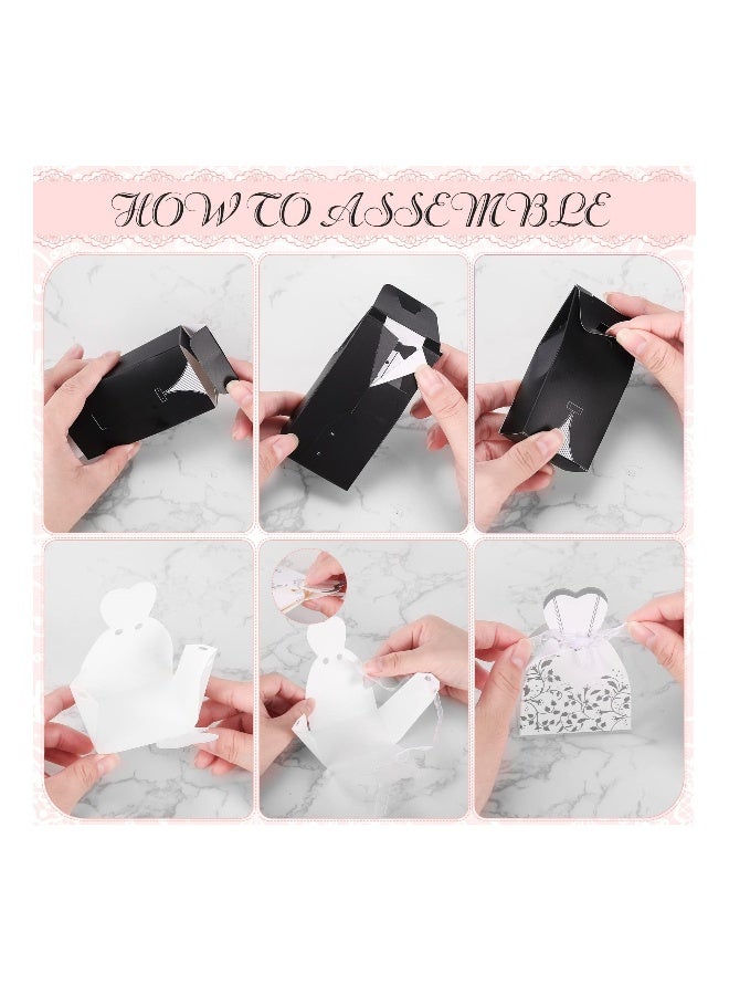 Generic Elegant Wedding Favor Boxes - Tuxedo & Dress Candy Gift Boxes, Vintage Treat Bags for Birthdays & Bridal Showers, Perfect Party Supplies (100 Pcs, 4 Designs)  - Image 3