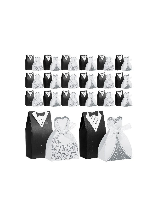 Generic Elegant Wedding Favor Boxes - Tuxedo & Dress Candy Gift Boxes, Vintage Treat Bags for Birthdays & Bridal Showers, Perfect Party Supplies (100 Pcs, 4 Designs)  - Image 1