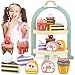 Airlab Wooden Cake Toys Tea Party Set Desserts Food Toy with Cupcake Stand Kids Pretend Play Kitchen Accessories Wooden Play Food Set Toy Baking Gift for 3 4 5 Years Old Girls Boys - Image 4