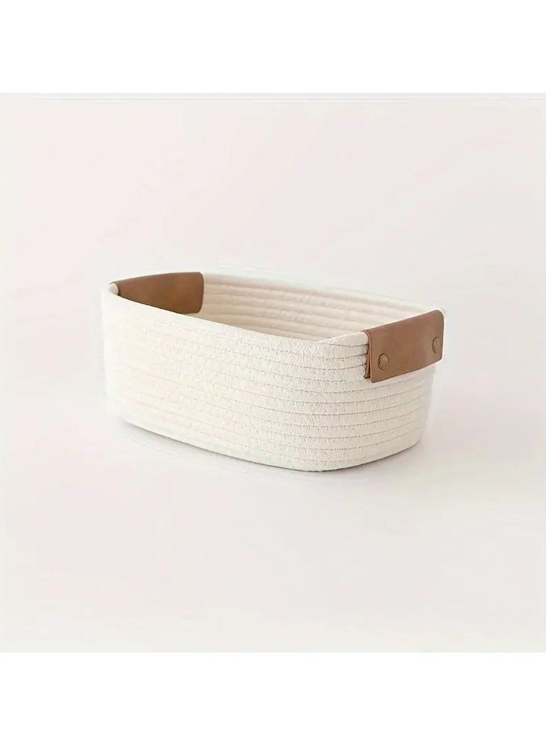 منظم خوص يد جلد وسط  المقاس 34*16سم متوفر لون ابيض z - Image 1