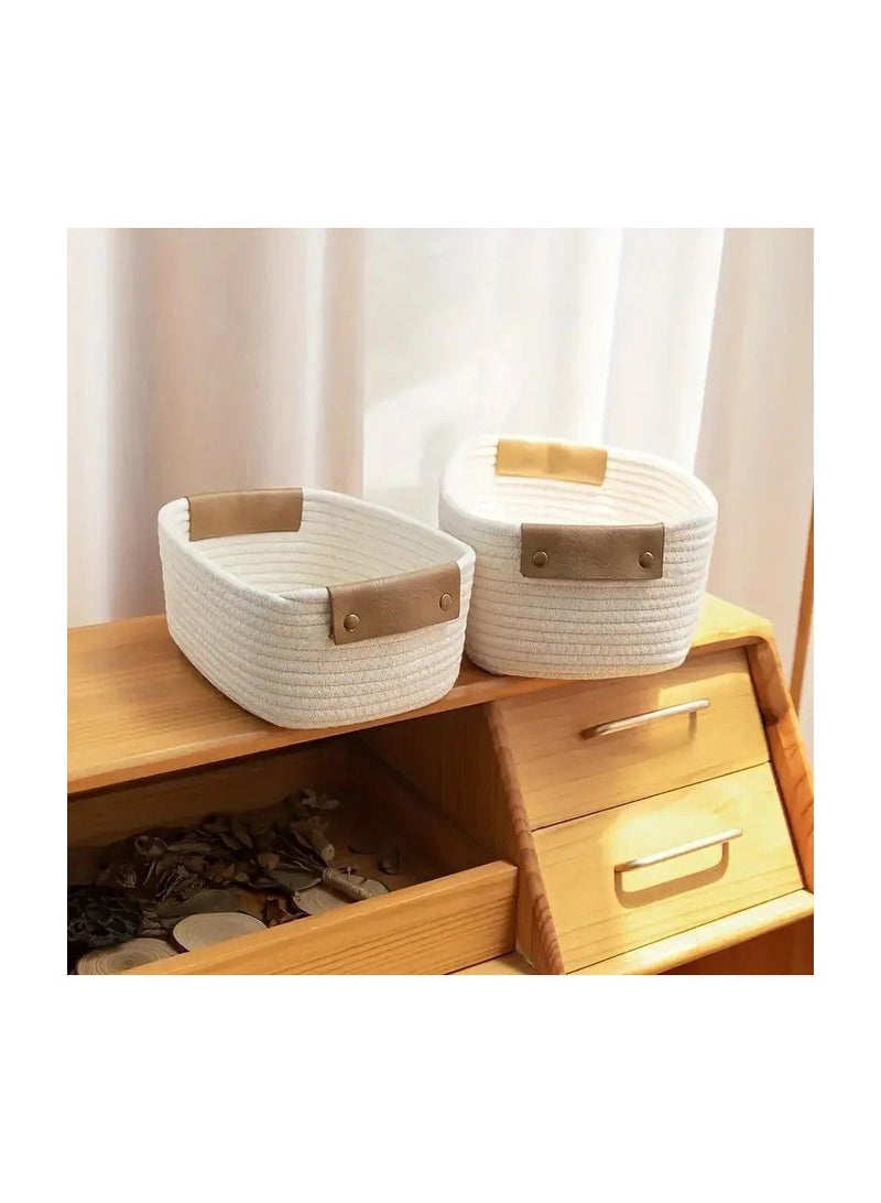 منظم خوص يد جلد وسط  المقاس 34*16سم متوفر لون ابيض z - Image 2