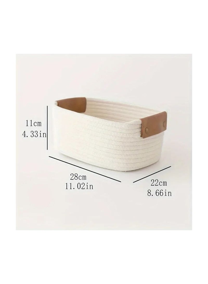 منظم خوص يد جلد وسط  المقاس 34*16سم متوفر لون ابيض z - Image 3