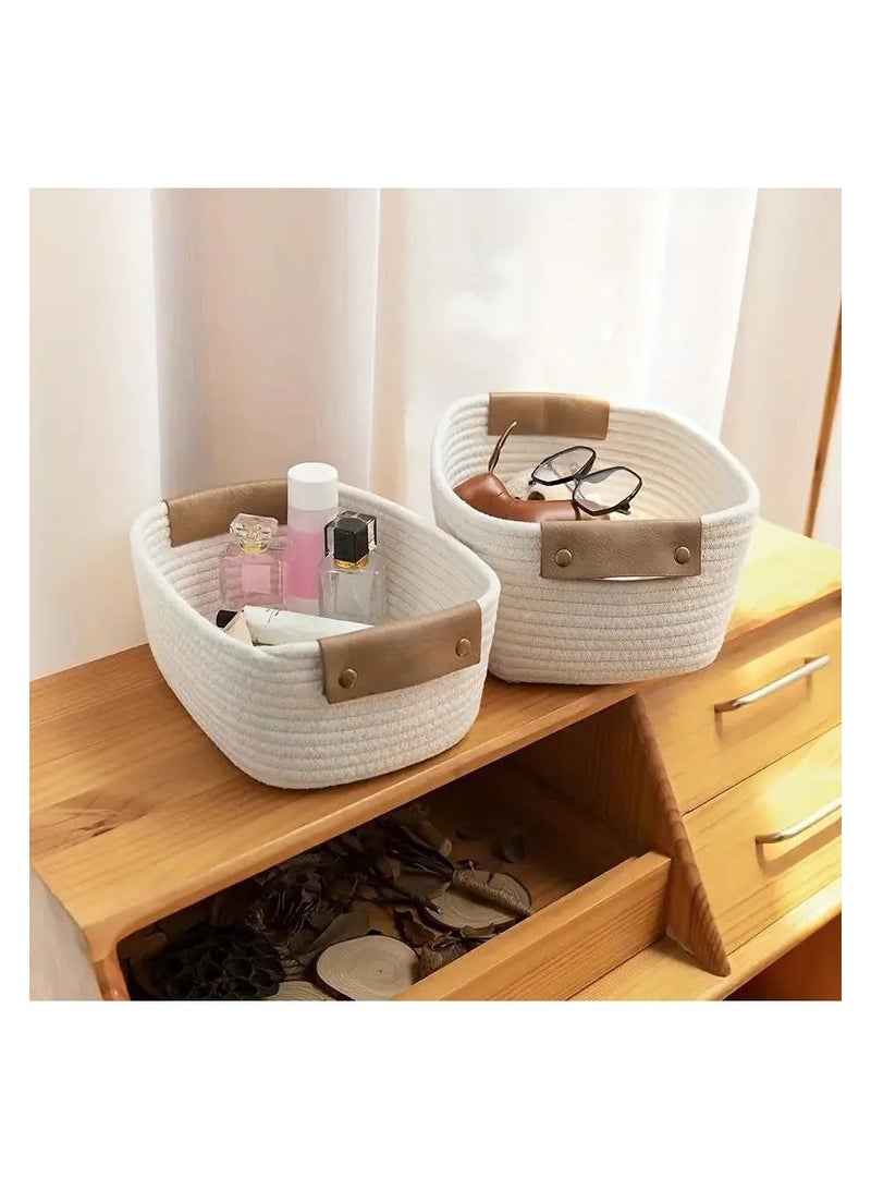 منظم خوص يد جلد وسط  المقاس 34*16سم متوفر لون ابيض z - Image 4