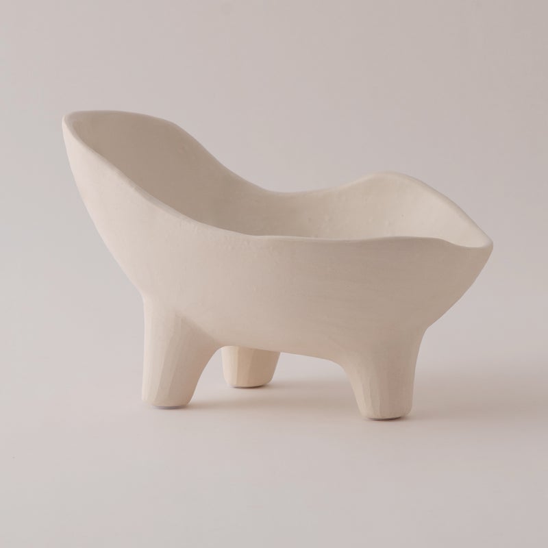 Homez Deep Ceramic Decor Bowl, Beige 26*17.5*17 Cm - Image 1