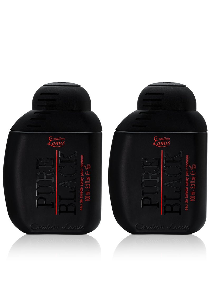 كرياشن لاميس - عطر او دي تواليت بيور بلاك للرجال 100 مل (عبوة من قطعتين) - Image 1
