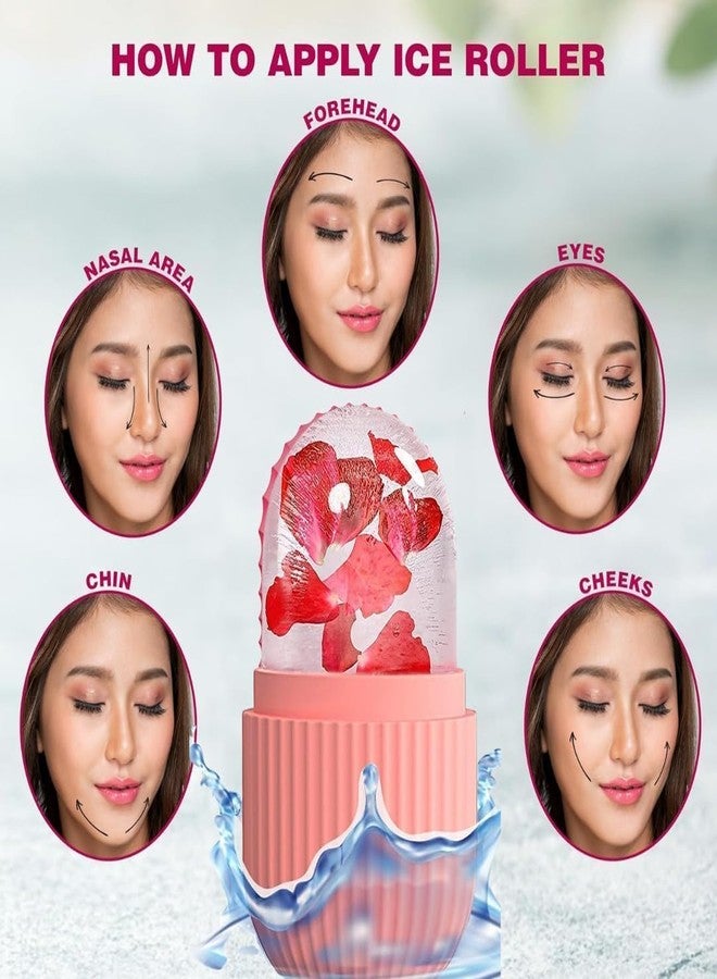 ABTER Ice Facial Cube Mold with Lid, Reusable Face Ice Roller Container for Skin Application, Flower Infused Ice Cube Maker Design, Plastic Body with Textured Grip - Image 4