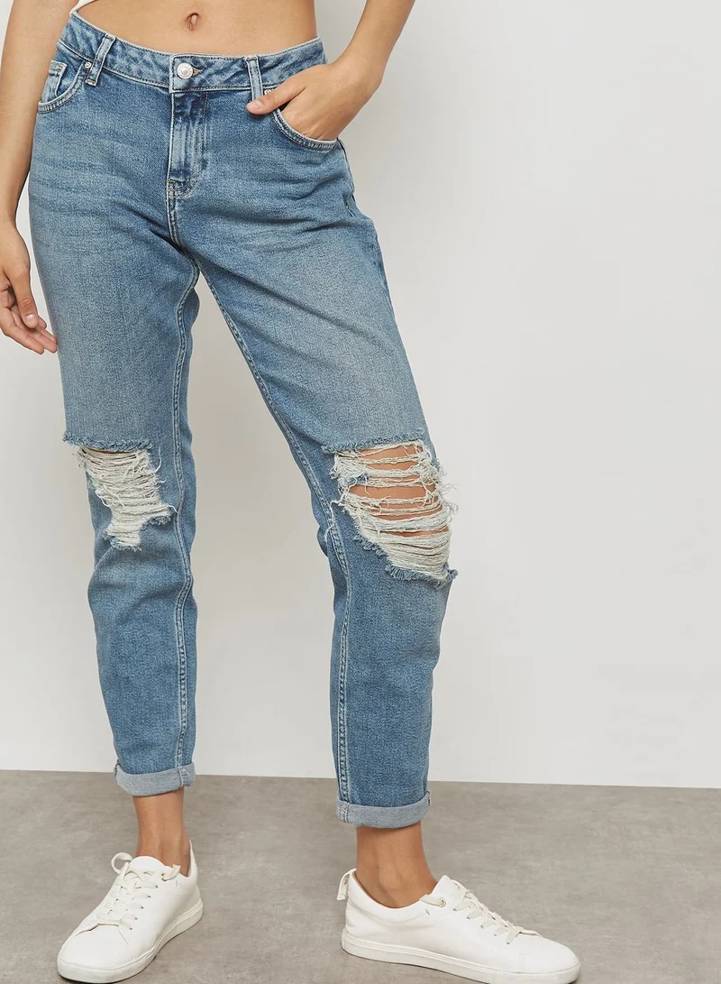 TOPSHOP Lucas Boyfriend Ripped Jeans