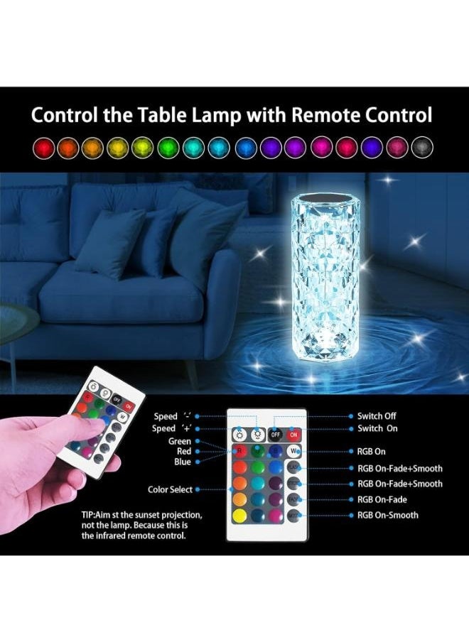 Generic - Crystal Light Lamp Color Changing Lamps Table Lamp with Touch & Remote Control, Diamond LED Night Light Rechargeable - Image 1