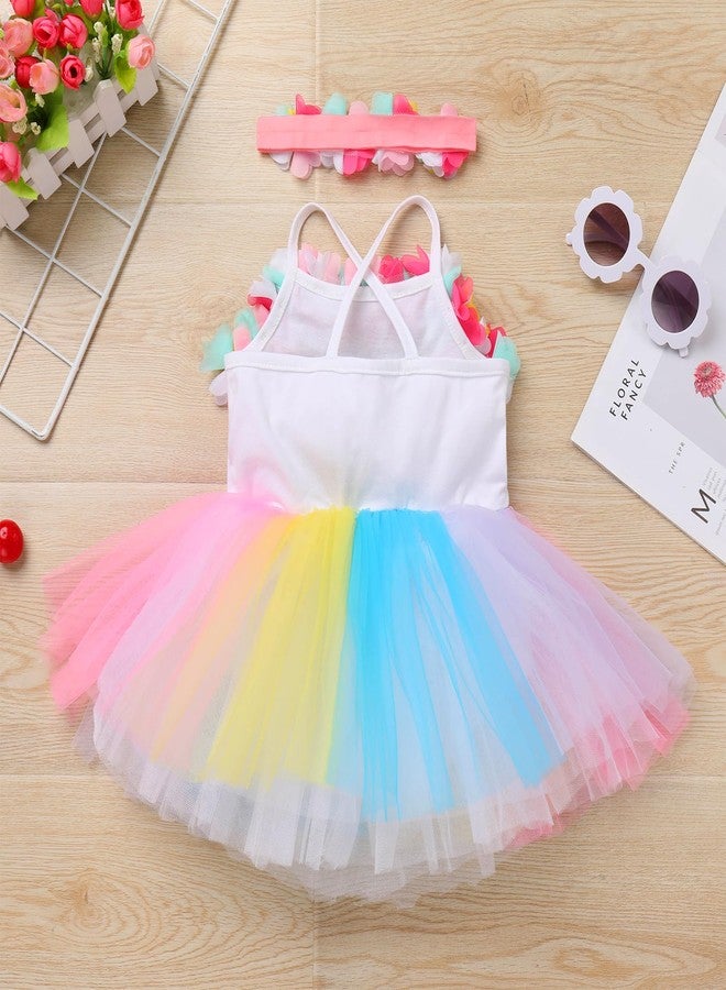 ODASDO 1/2 Birthday Girl Outfit, Infant Half Way to One Party Dress It's My Half Birthday Outfits Girls Princess Tutu Rainbow Tulle Romper Dresses 6 Months Photoshooting Summer Casual Colorful 6-9 Months - Image 4