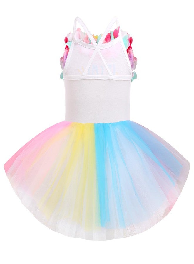 ODASDO 1/2 Birthday Girl Outfit, Infant Half Way to One Party Dress It's My Half Birthday Outfits Girls Princess Tutu Rainbow Tulle Romper Dresses 6 Months Photoshooting Summer Casual Colorful 6-9 Months - Image 3