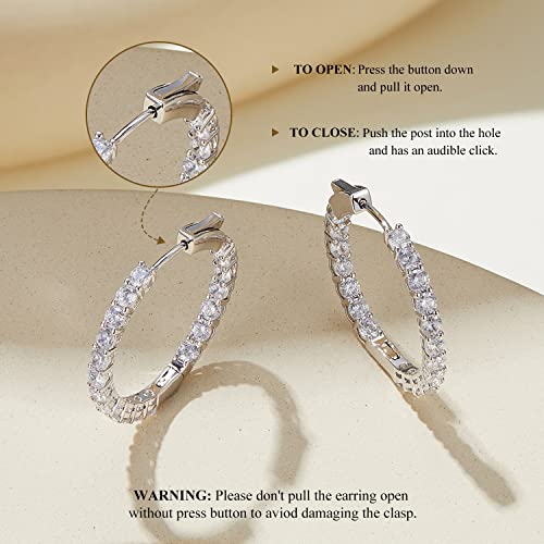 WOSTU Silver Hoop Earrings for Women - White Gold Plated Cubic Zirconia Diamond Earrings - Anniversary, Valentine's Day, Mother's Day, Birthday Jewelry Gift - Image 5