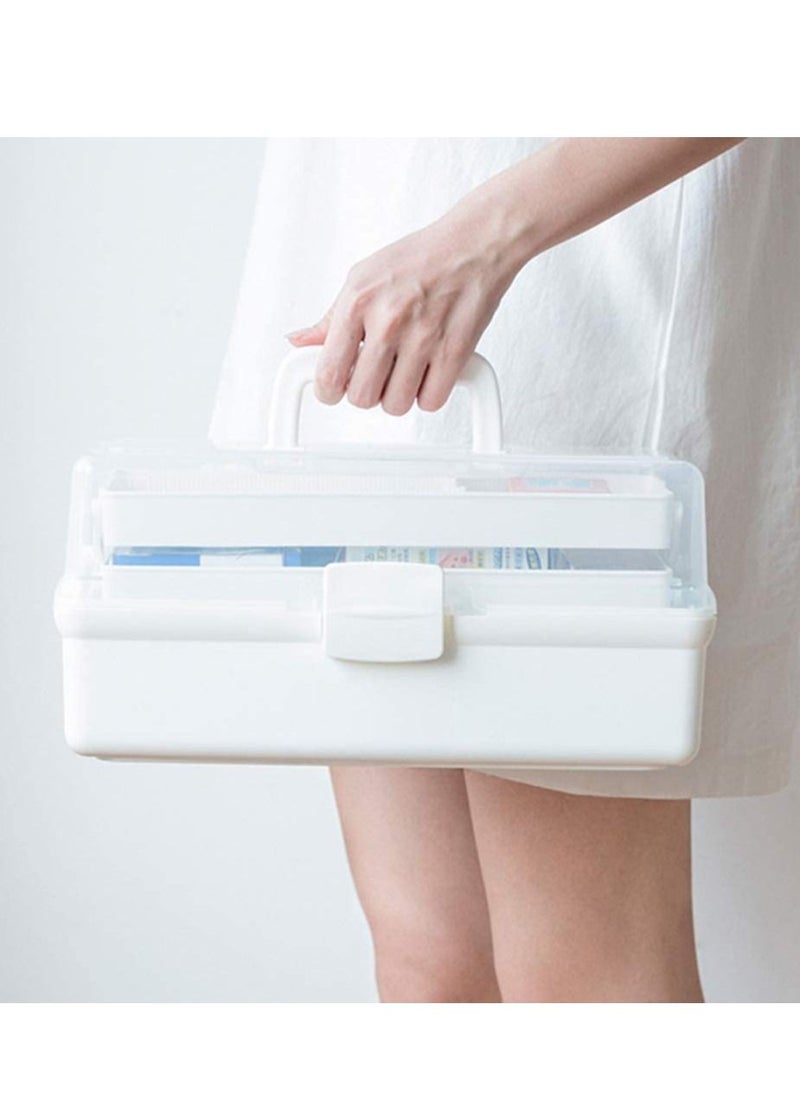 Womdee three-layer plastic medicine storage cabinet portable transparent medicine folding storage box with lock  - Image 4
