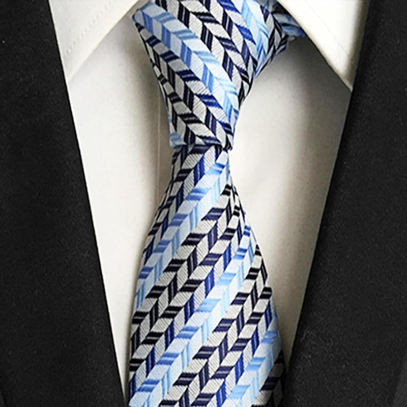 MENDENG Store Men's Classic Necktie Jacquard Woven Ties for Men Formal Business Ties Wedding Party Groomsmen Black Tie - Image 5