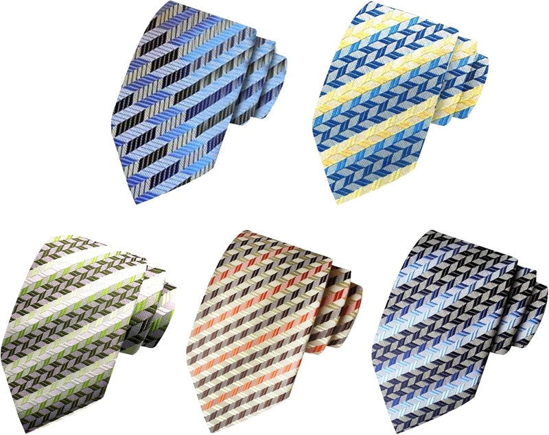 MENDENG Store Men's Classic Necktie Jacquard Woven Ties for Men Formal Business Ties Wedding Party Groomsmen Black Tie - Image 1