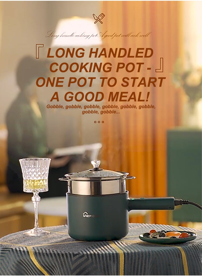Epicure 1.8L Electric Hot Pot with Steamer & Temperature Control-Non-Stick Electric Cooker Shabu Shabu,Electric Skillet,Frying Pan,Electric Saucepan,for Noodles,Egg, Steak,Sauté,Steam,Oatmeal and Soup  - Image 2